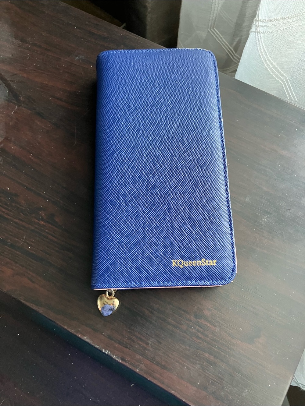KQueenStar Blue Zip Wallet  with Heart Charm